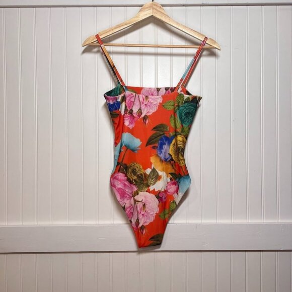 Pretty Little Thing NWT Bathing Suit Swim Tropical Bright One Piece 4 - Picture 3 of 6
